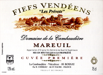 Domaine de la Cambaudière 2017 Fiefs Vendéens Rosé Bernard Chéreau